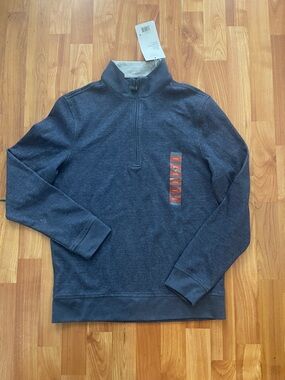 Men's Dark Blue Half-Zip Pullover Sweater